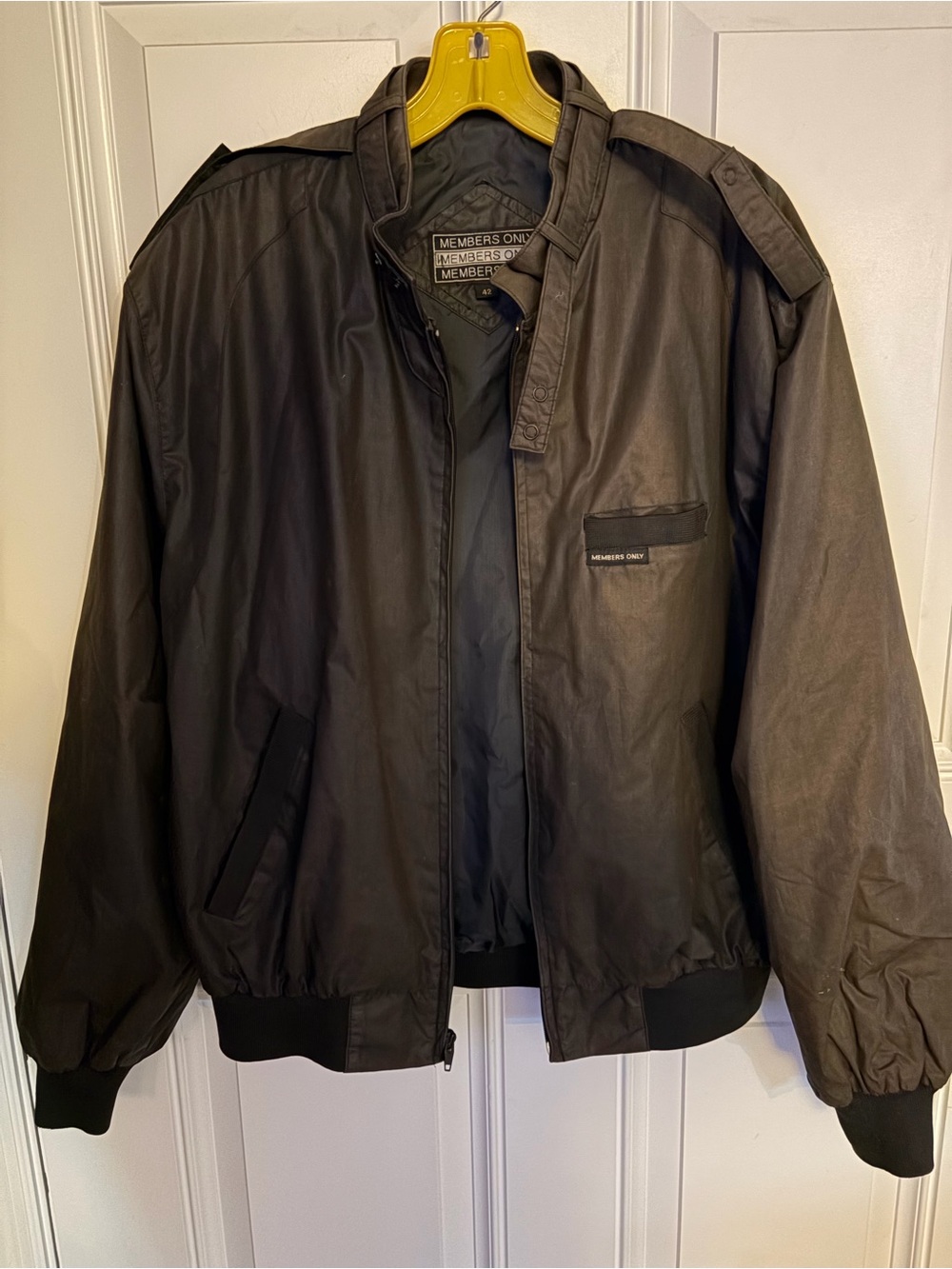Members Only Black Men's Bomber Jacket with Epaulets